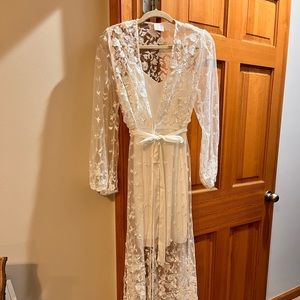 ADELE BRIDAL LACE MAXI ROBE - INCLUDES SLIP